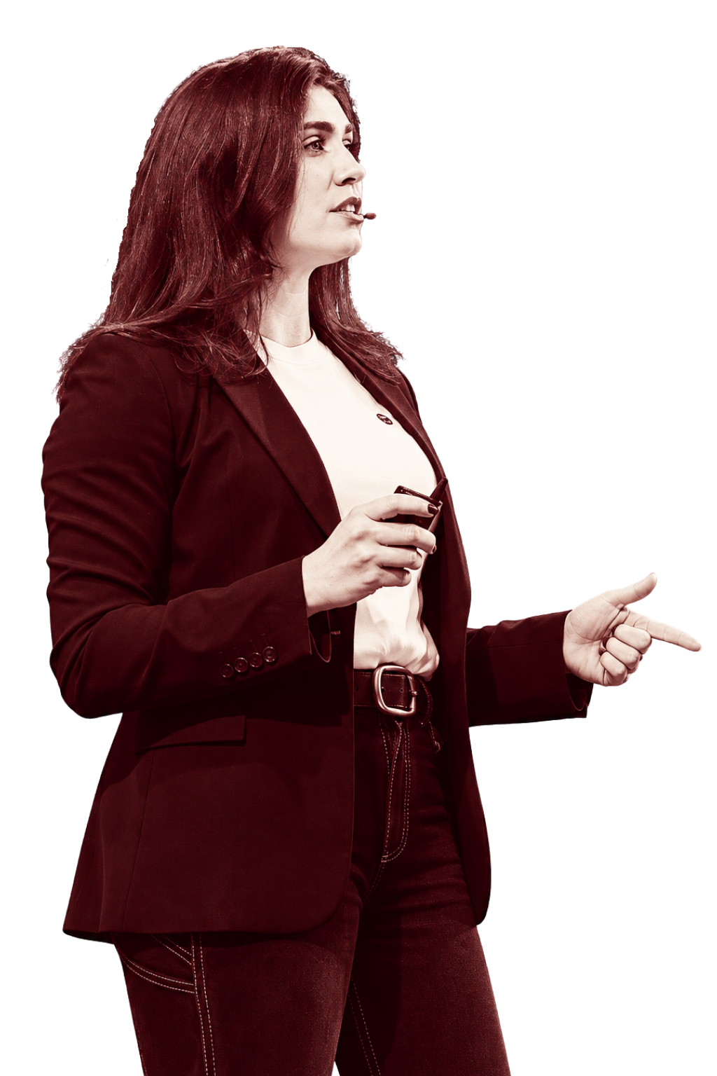 Isabella Hughes, founder of EstateMin, presenting onstage